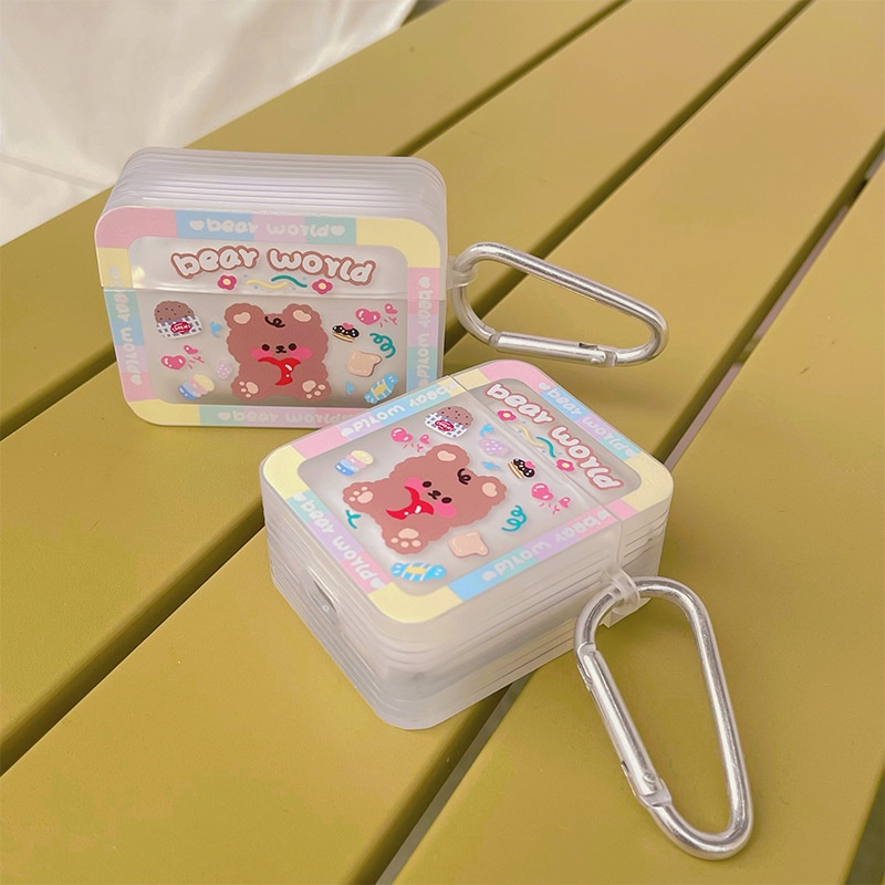 1 Pc Soft Case TPU Motif Kartun Beruang Shockproof Anti Jatuh Untuk Earphone Wireless