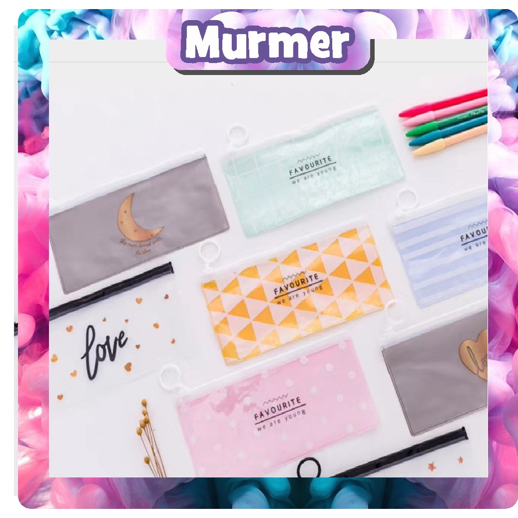 MurmerOfficial  TEMPAT PENSIL TRANSPARAN KARAKTER KOSMETIK TEMPAT ALAT TULIS MURAH IMPORT R444 R799