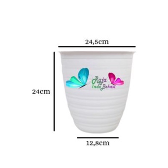 Pot Goccie Tinggi Pirus 301 Putih  24CM Motif Tawon Pot Hias Bunga Plastik  Mirip Tawon Aglonema
