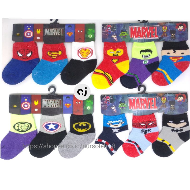 TOKO KL | kaos kaki anak bayi laki laki motif superhero 3in 1 [ isi 3 pasang ]