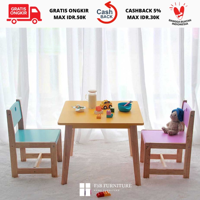 Kursi Kayu - Meja Belajar Anak Kayu Set Kursi Minimalis Philadelphia