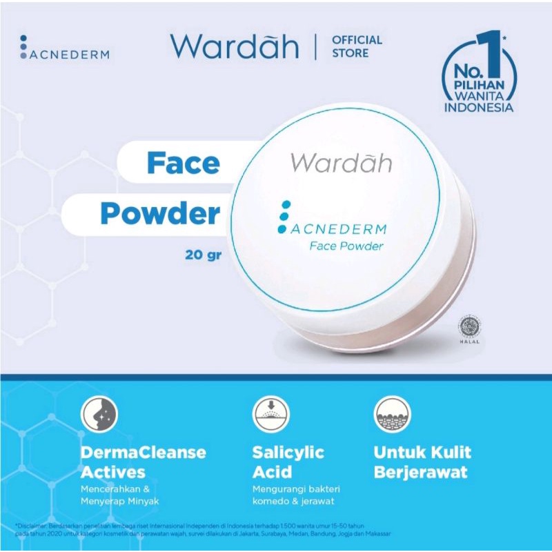 Wardah Acnederm Face Powder 20 gr | Bedak Tabur Wardah | Acnederm series