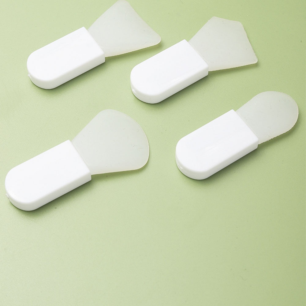 【COD Tangding】4pcs / Set Brush Silikon Mini Gagang Pendek Warna Putih Untuk Masker Lumpur