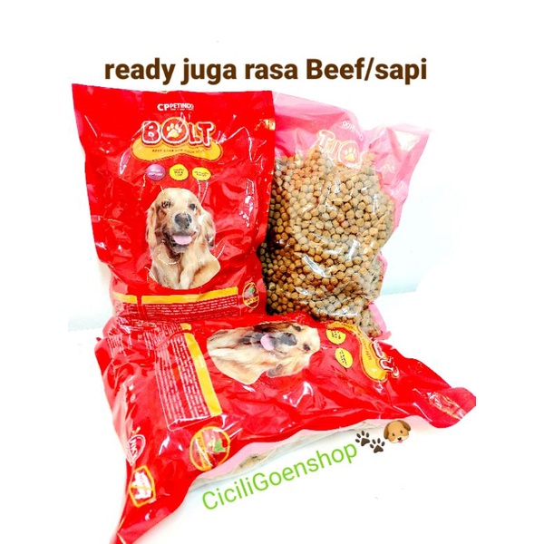 BOLT dog Lamb beef Makanan anjing kering dry dog food 900 gr gram free mainan