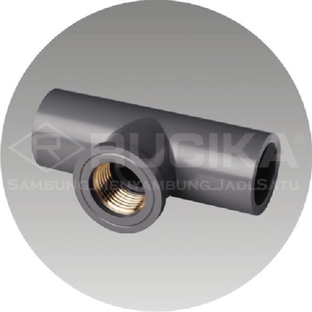 Tee drat Kuningan 1/2" sambungan  pipa paralon RUCIKA Tee . Fitting paralon