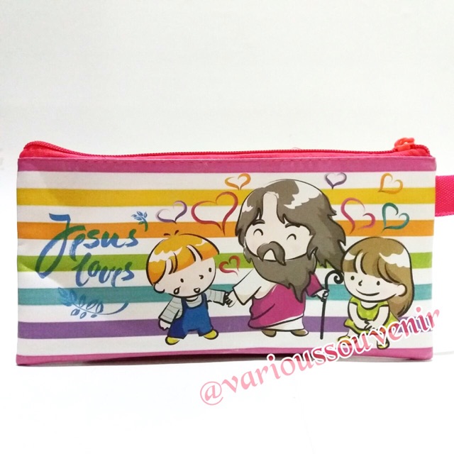 Mini Case Tempat Pensil Pencil Case Souvenir Natal Paskah Gereja Sekolah Minggu Murah Jesus Loves