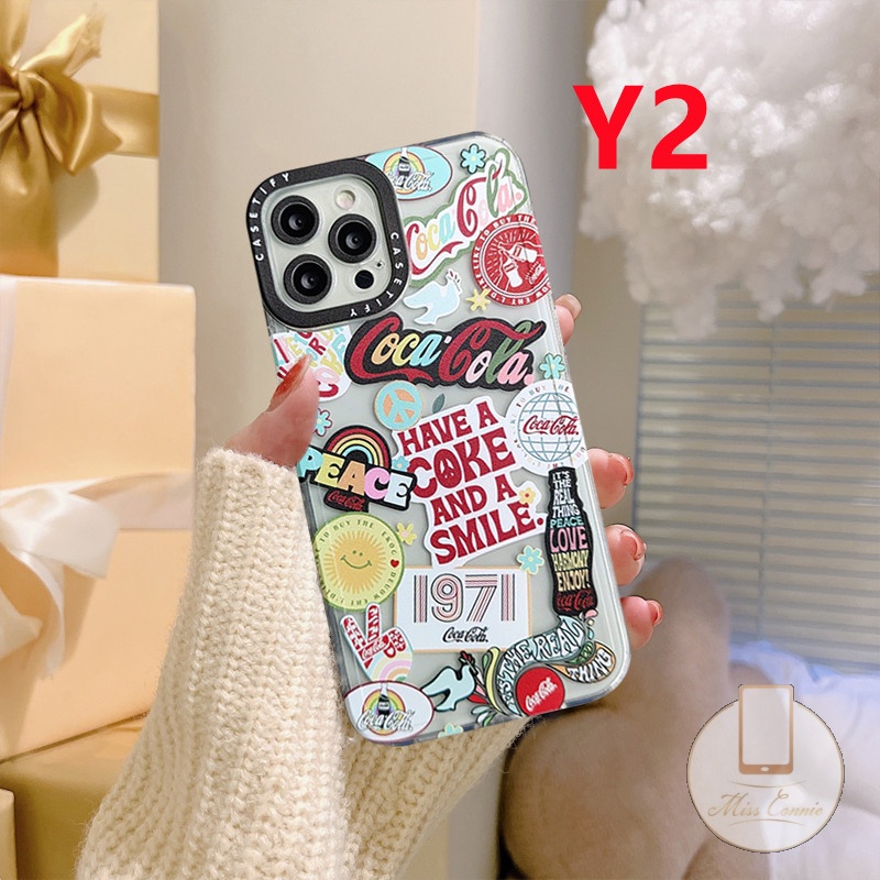 Soft Case Transparan Desain Coca Cola Untuk iPhone 11 12 13 Pro MAX XR 6 6s 7 8 Plus X XS MAX