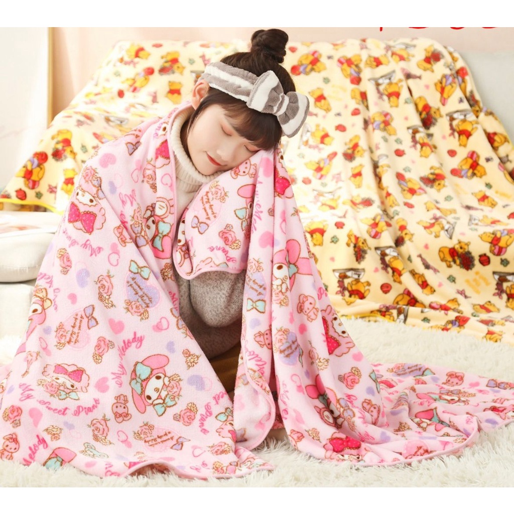 SELIMUT MELODY PINK WINNIE THE POOH KUNING BLANKET SOFT