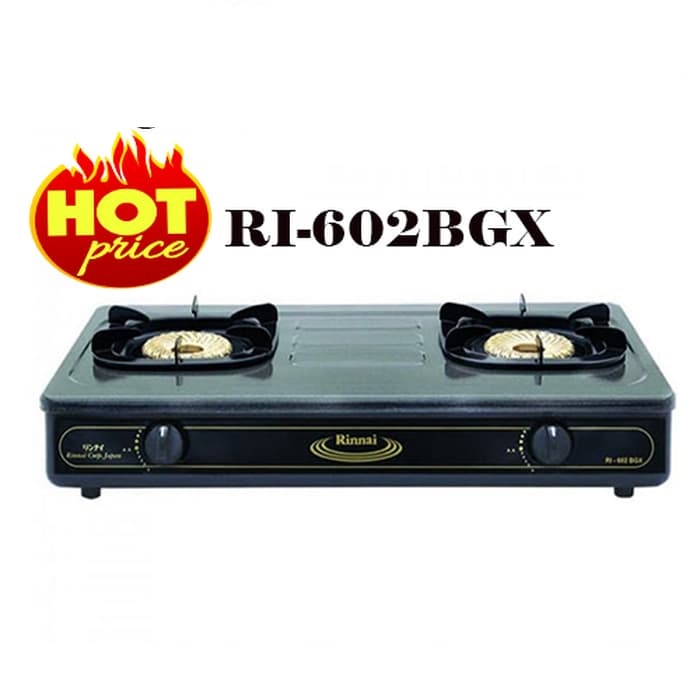 KOMPOR GAS 2 TUNGKU RINNAI RI602BGX RI 602 BGX STOVE TEFLON HITAM