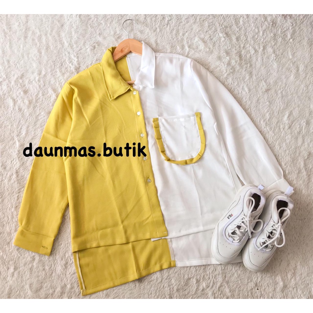 1KG MUAT 6PCS | OWLY BLOUSE KOREA KANCING BUSUI FASHION WANITA MUSLIMAH-MIORA LIME