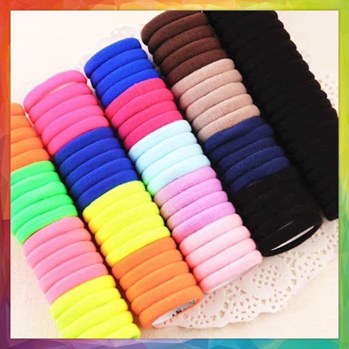 Ikat Rambut / Headband Karet Polos Warna Warni / Headband Rubber Elastis