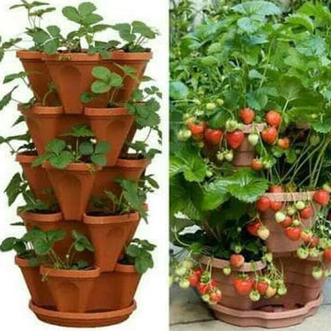 Pot Bunga Tanaman Susun 5 Tingkat Vertikal Gantung Green Leaf Kode 918