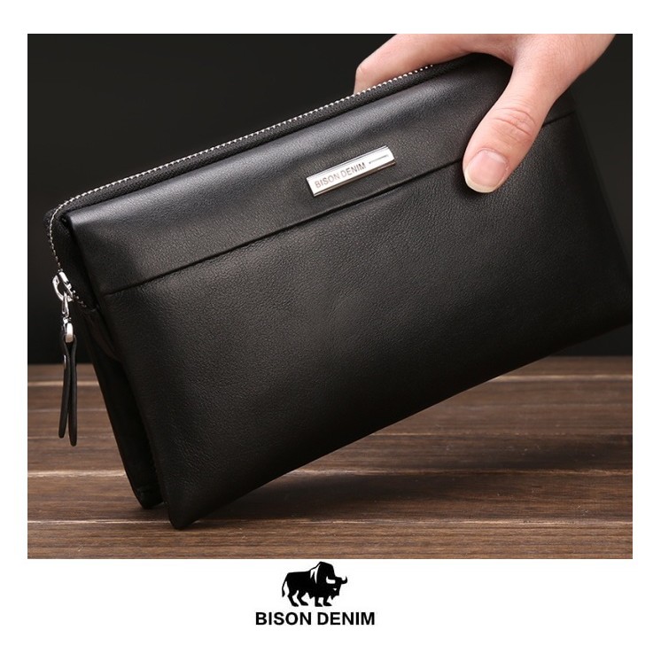 Bison Denim-Handbag Pria Kulit Sapi Asli Clutch Bag  (N8009-2B)