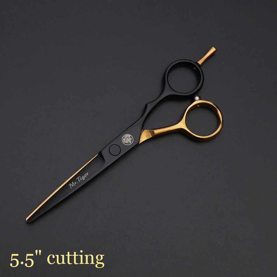 GS8 Gunting Rambut Professional Barber Hairdressing Scissors 440C Hitam Gold Cutting 5.5 Inch M