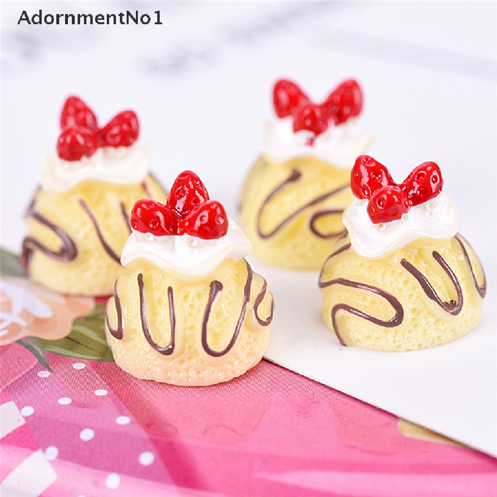 (AdornmentNo1) 5pcs / Set Miniatur Kue Krim Imitasi Bahan Resin Untuk Dekorasi / Hadiah / Craft DIY