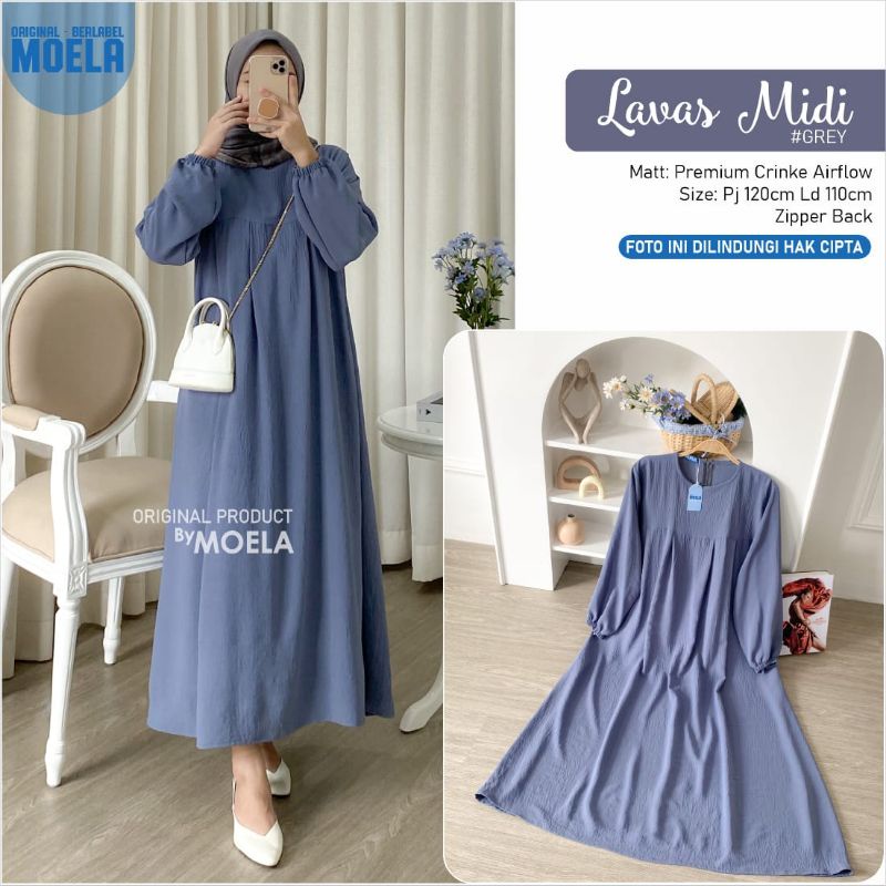 LAVAS MIDI GAMIS DRESS SYARI BLOUSE ORI MOELA