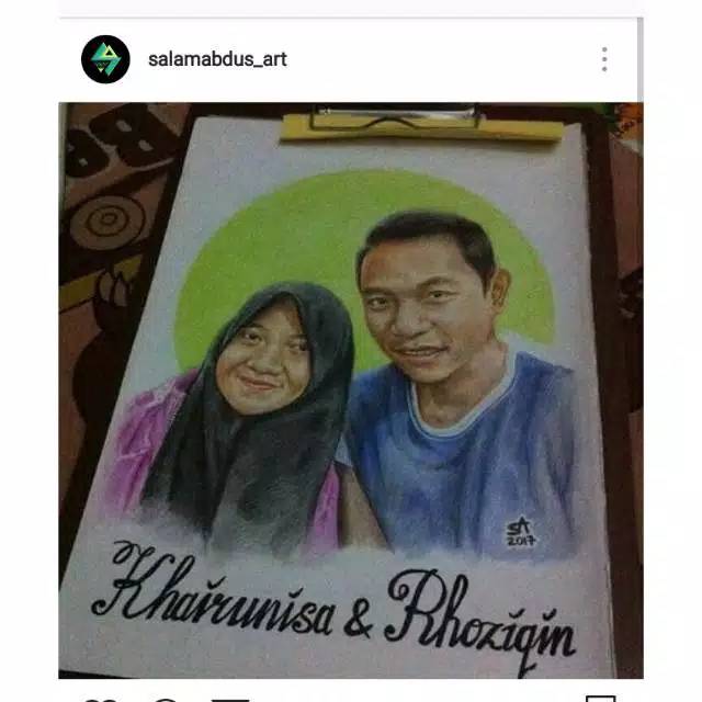

Lukisan sketsa 2 wajah warna (Size A4)