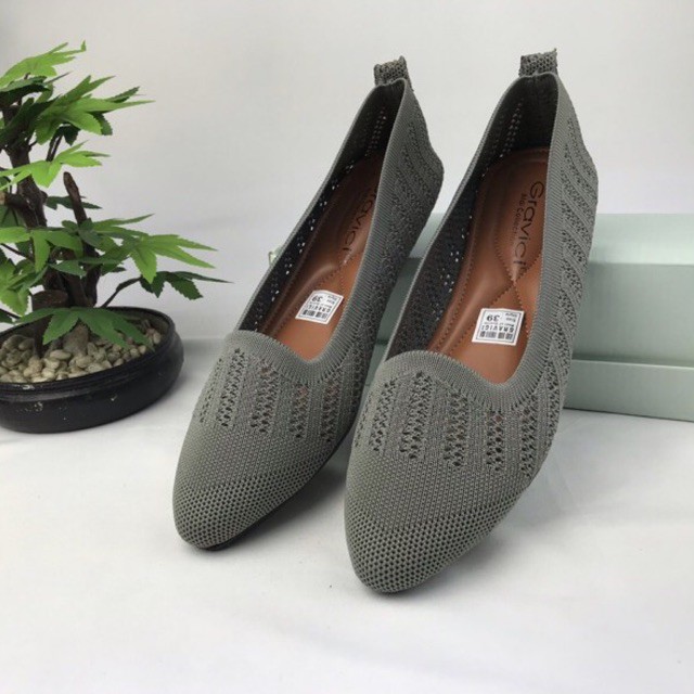 Sepatu Flat Wanita Slip On Bahan Rajut Import DO-11 GRAVICI