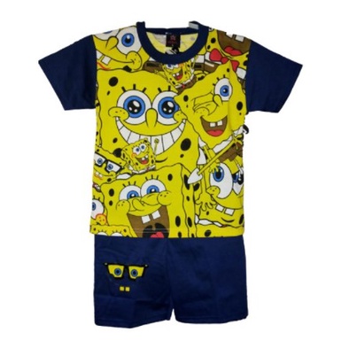 Kaos Anak Laki-Laki Lengan Pendek Motif Spongebob 1 - 10 Tahun  Terbaru