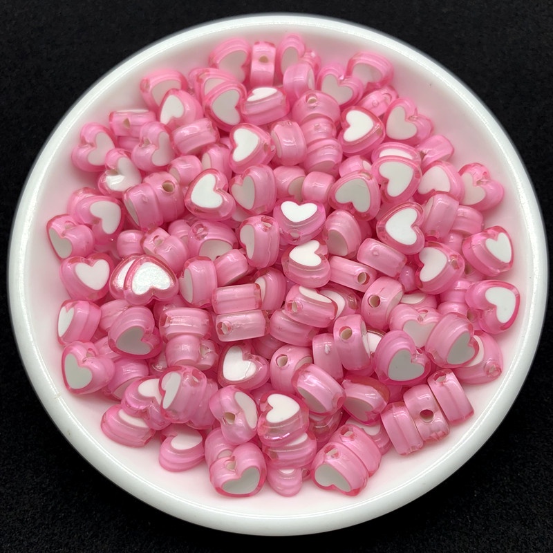 50Pcs/Pack 8mm pink peach manik-manik hati