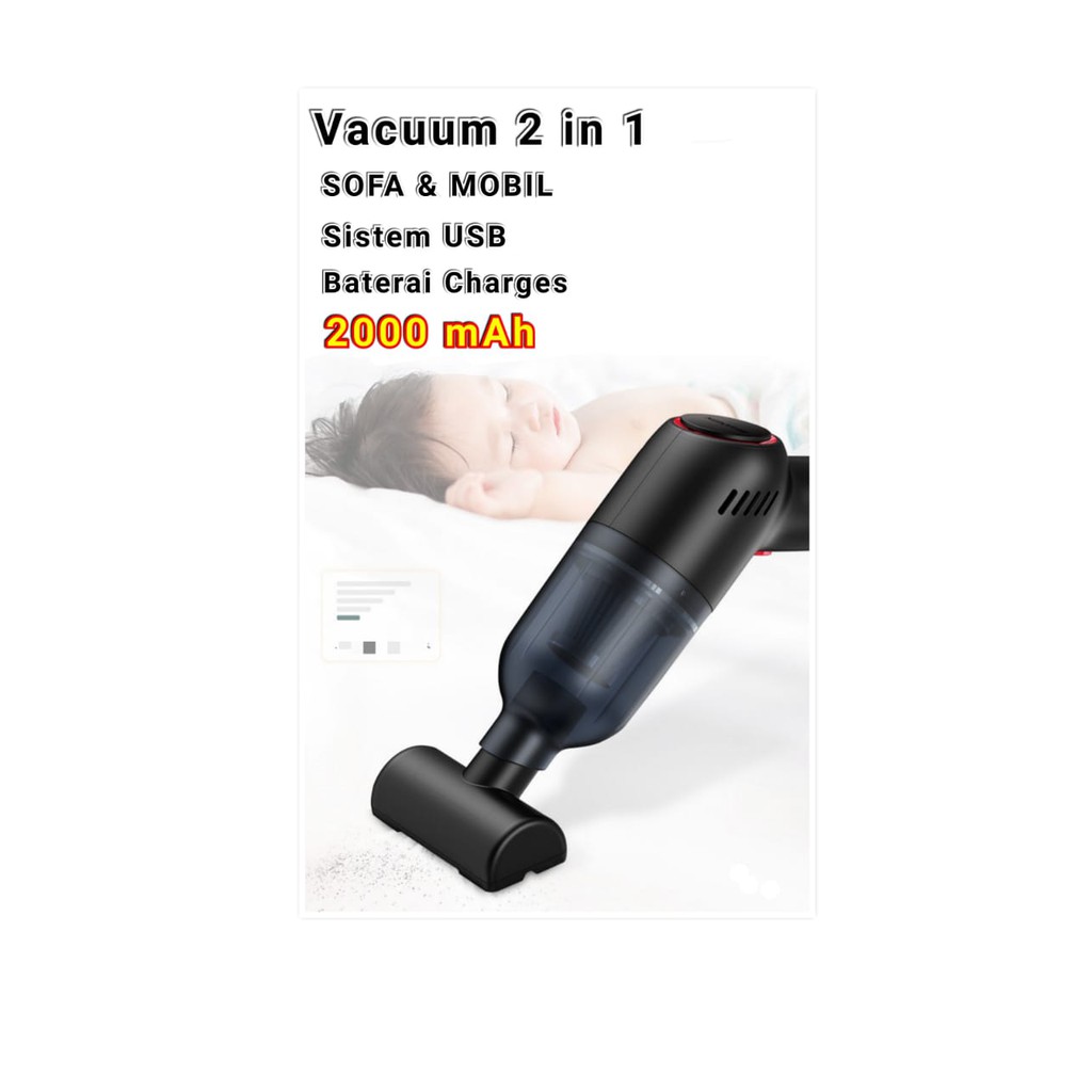 SUPER 9000 Pa Wireless Car Vacuum mobil Cleaner / Vakum Penyedot Debu mobil - Tanpa Kabel USB Baterai CAS