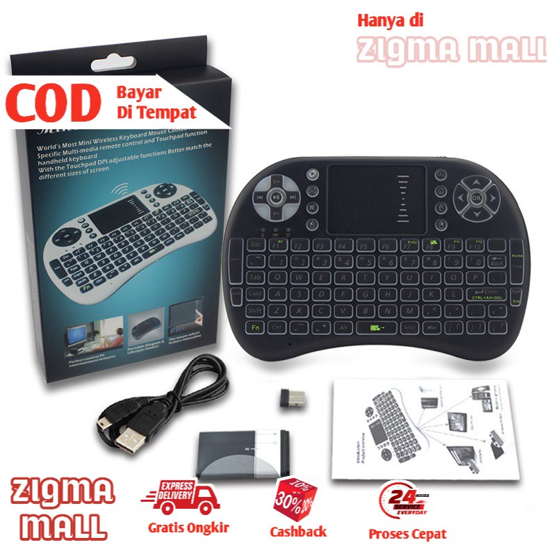 COD Mini Keyboard Wireless 2.4GHz dengan Touch Pad&Mouse Wireles Keybord ke PC laptop Komputer
