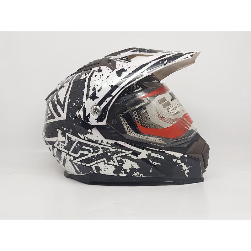 Helm Full Face | SuperMoto | Double Visor | Jpx Duke X-606 Black/White