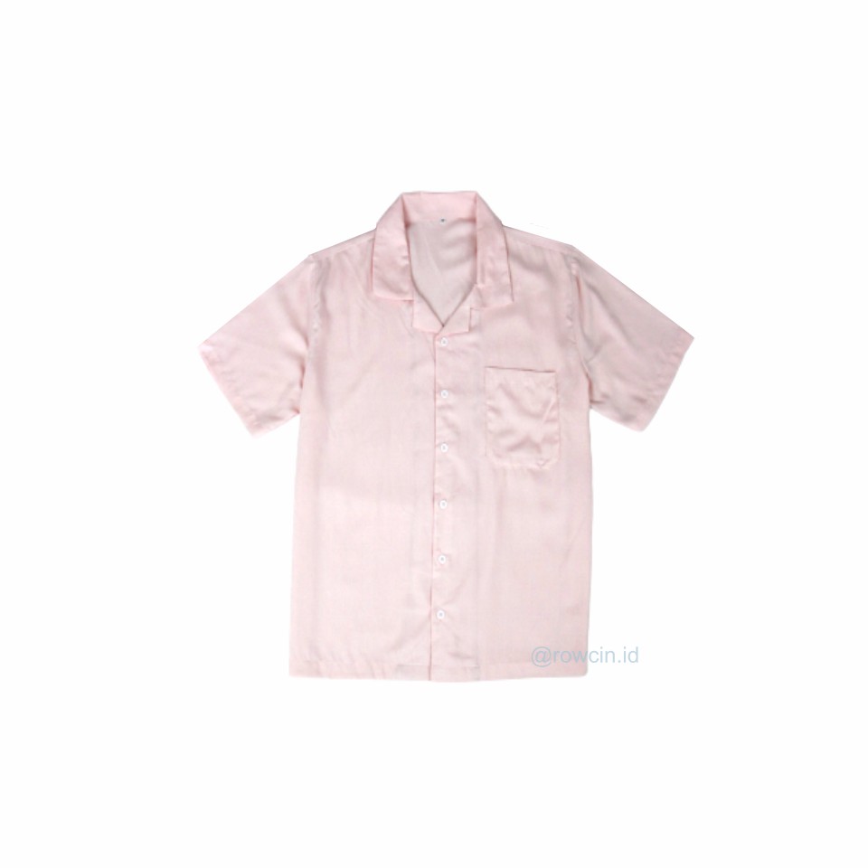 KEMEJA HAWAI POLOS UNISEX KATUN RAYON KEMEJA LENGAN PENDEK-Hawai Pink