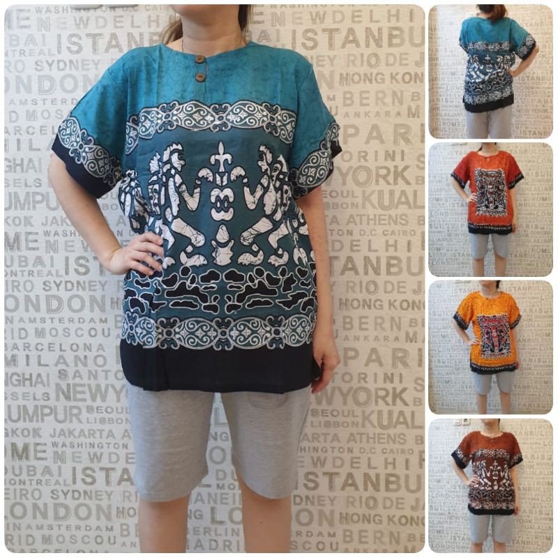 baju Bali rayon XL wayang duduk batik dewasa