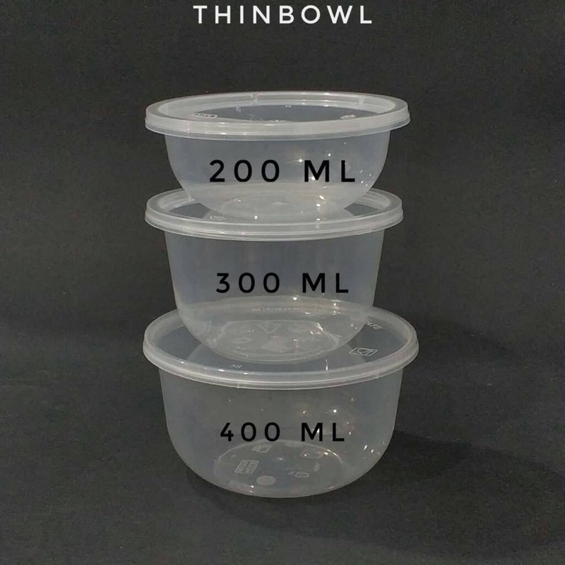 200ml 300ml 400ml THINWALL BOWL / MANGKOK PLASTIK / CUP PUDING 200ml 300ml 400ml 1 SET