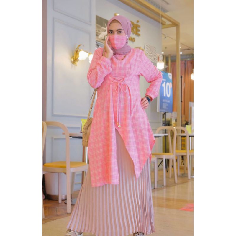 set tunik + rok plisket