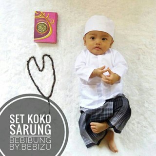 Setelan Sarung Koko  Baju  Newborn Akikah Aqiqah Anak Cowok 