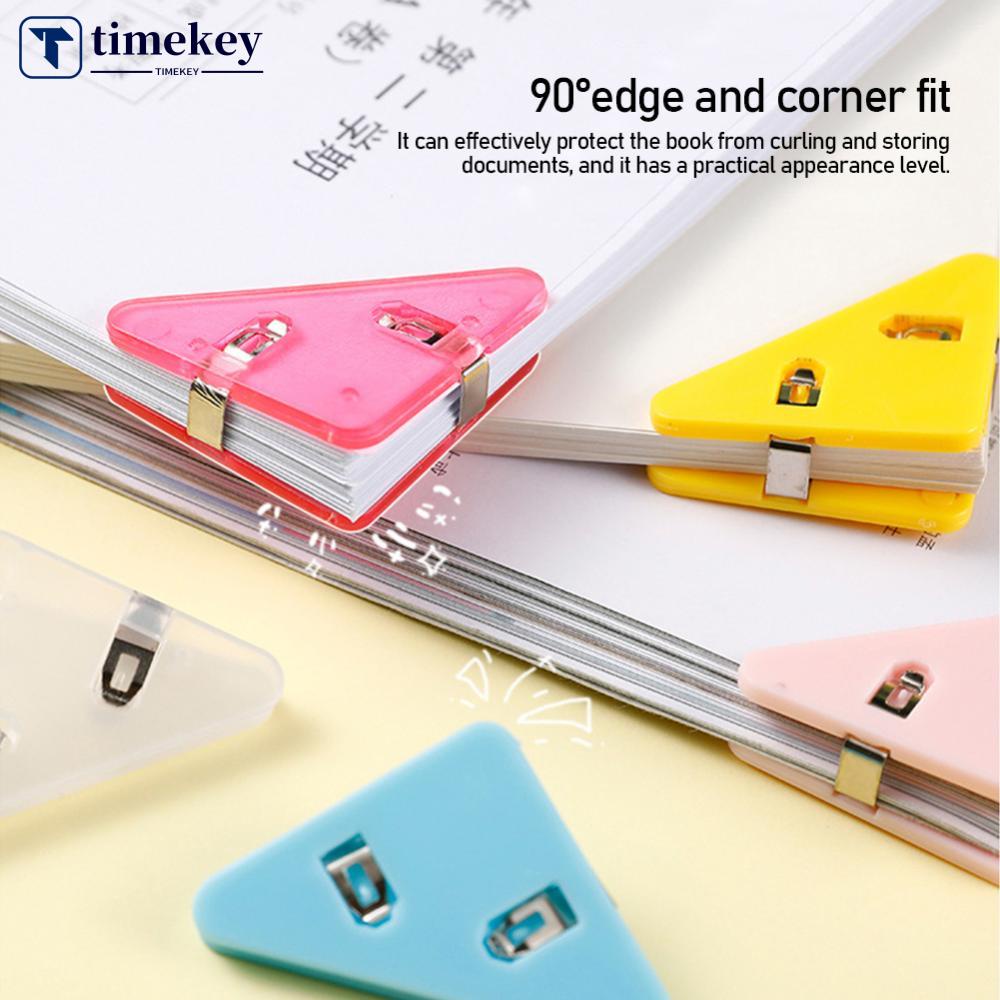 Timekey 5Pcs Klip Sudut Buku Bentuk Segitiga Transparan Motif Kartun Lucu Untuk Kantor B8C6