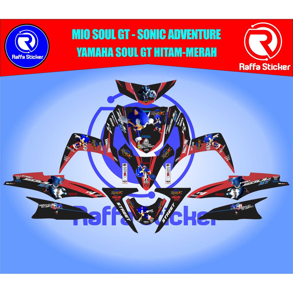 Decal Sticker Fullbody YAMAHA MIO SOUL GT - SONIC MERAH-HITAM