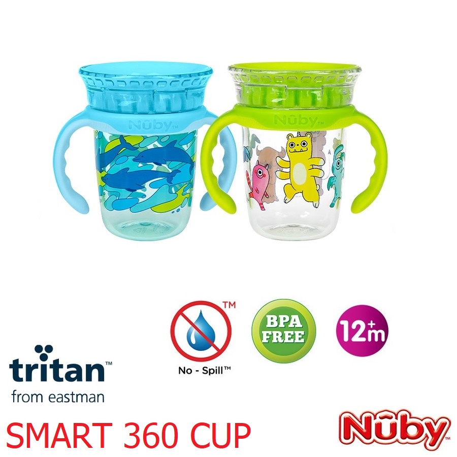 Nuby Tritan Smart 360 Cup Botol Gelas Cangkir Minum Anak Anti Tumpah