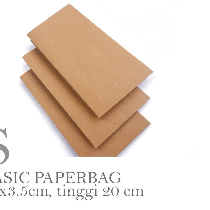 

New [HARGA 10pcs] BASIC PAPERBAG (Small:10x3.5x20 cm) KRAFT LINER 150gr ✫☀✹