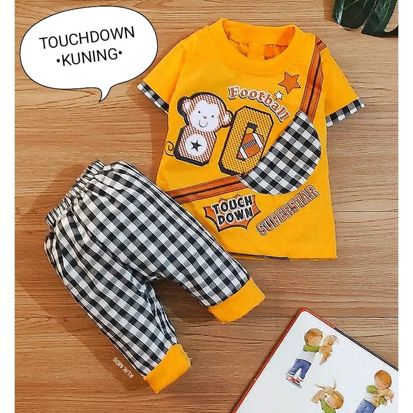 Klik Mds Setelan Baju Bayi Laki-laki 0-6 bulan Atasan Dan Celana Motif Anak Lucu Touch Down / Baju bayi anak Laki - Laki