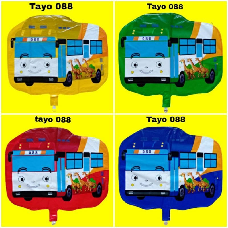 TAYO 088 ECERAN 1paket 10pc (BALON GAS  /FOIL/TERBANG/KARAKTER) 1paket isi 10pc