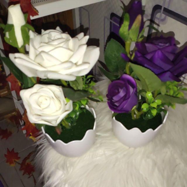 Bunga Hias Mawar Shabby Vas Lucu Unik Bunga Tiruan Hiasan Dekorasi Bunga Rose Plastik - Vb05