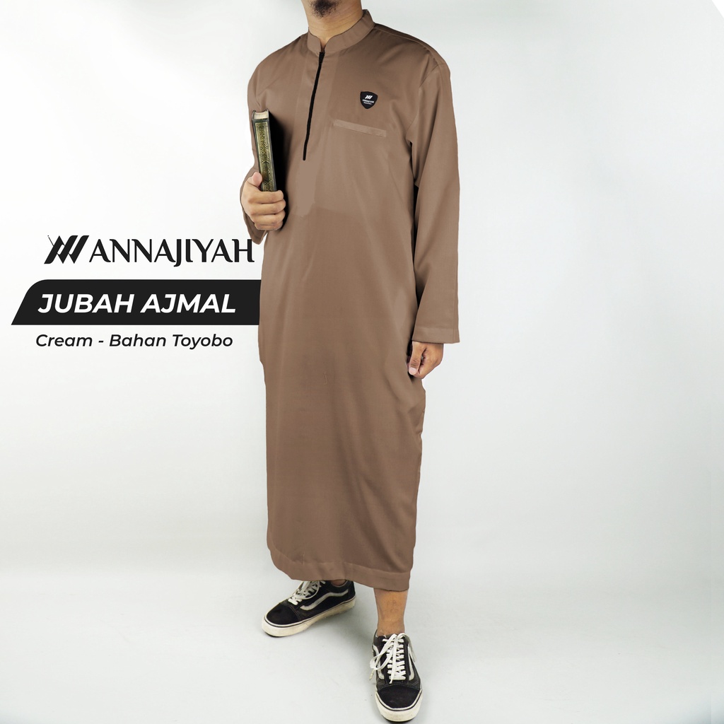 Jubah Gamis Pria Dewasa &amp; Remaja Ajmal Polos ANNAJIYAH Bahan Original Toyobo Premium