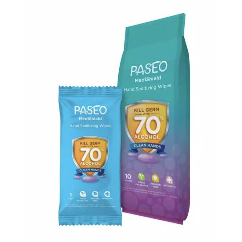 Paseo Medishield Hand Sanitizing Wipes 10's