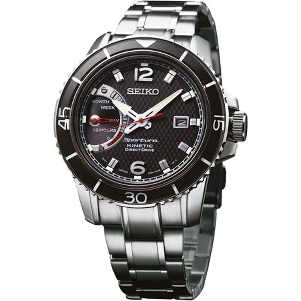 Seiko Sportura SRG019P1 Kinetic Direct Drive Black Dial | Pria SRG019