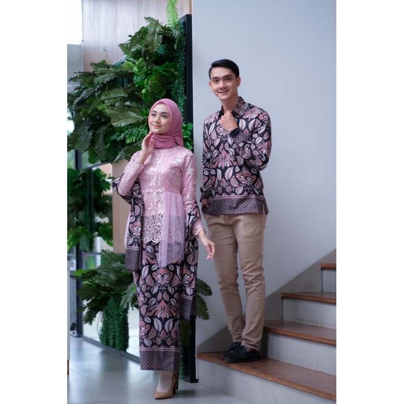 Batik Brokat Couple Kebaya Lebaran Modern, Kebaya Tunangan Lamaran, Kebaya Wisuda, Kebaya Kondangan 