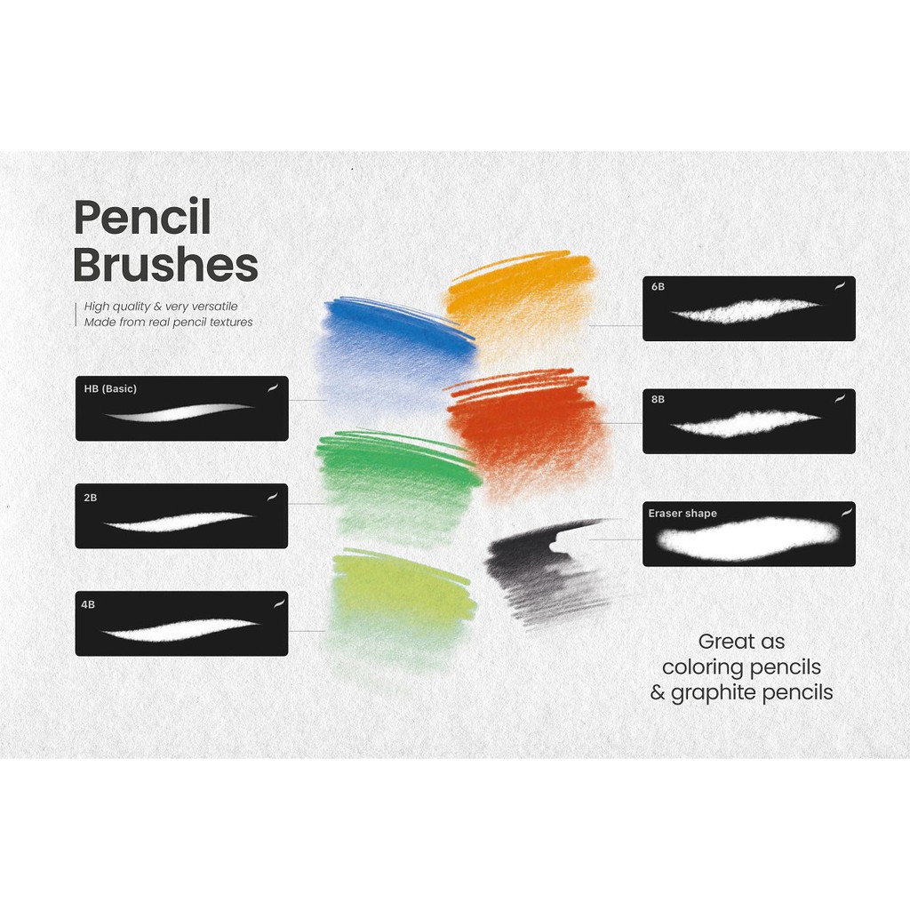 Procreate Brush - Ultimate Pencil Brushes for Procreate with Paper Layer and Color Palette