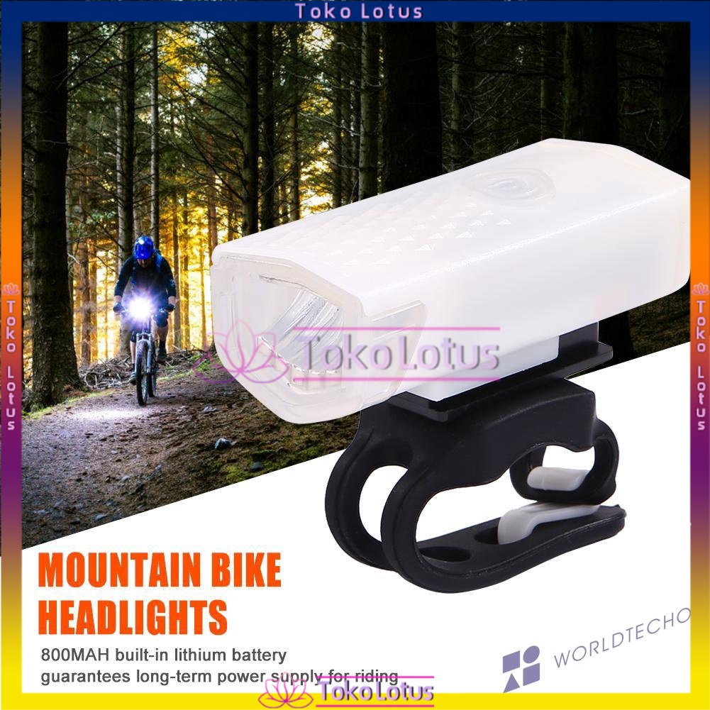 Lampu Depan Sepeda Gunung ABS Port USB Rechargeable Super Terang