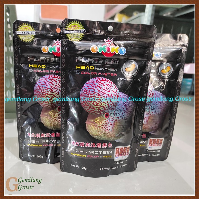 Size L Okiko Platinum Pakan Makanan Ikan Louhan Ukuran Large Pelet Ikan Lohan Platinum Okiko Head