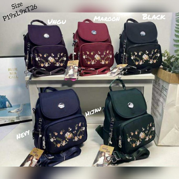 PROMO TAS ORI CHIBAO BORDIR BUNGA 2IN1 SELEMPANG DAN RANSEL 5SLETING