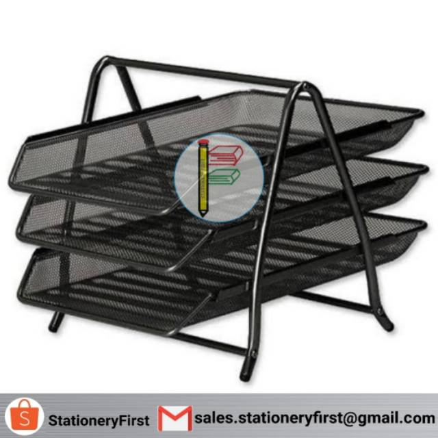 

Letter Paper Document Tray 3 Susun Tibgkat 3 Tier Besi / Rak Surat Hitam