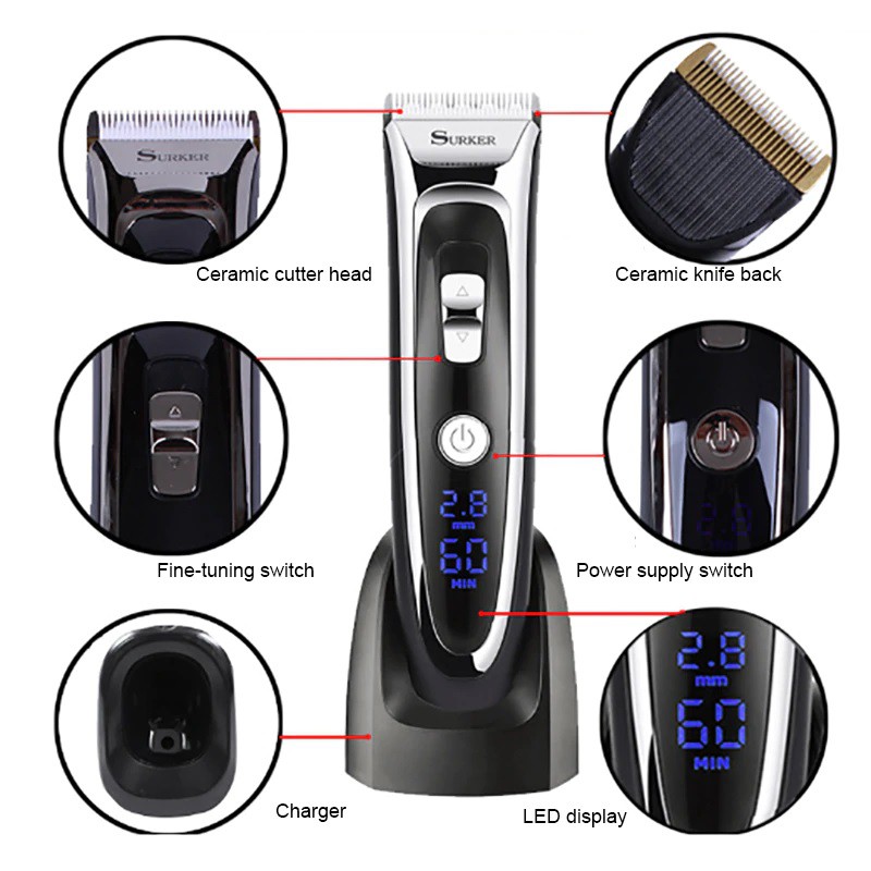 SURKER RFC-668B - Professional Electric Rechargeable Hair Clipper Set - Alat Cukur Profesional