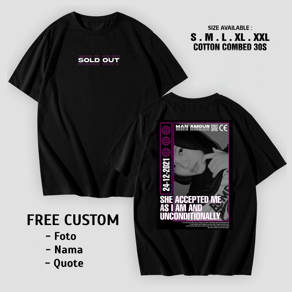 kaos estetik custom foto kamu foto pasanganmu termurah baju custom viral ala tiktok bestseller katun